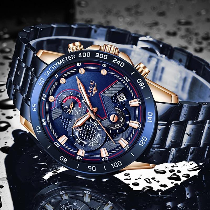 LIGE 2020 New Fashion Men's Watches with Stainless Steel Top