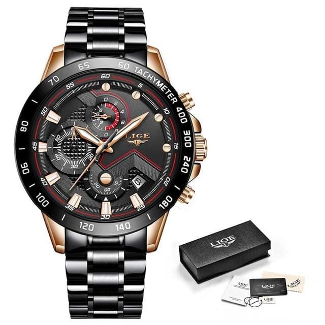 LIGE 2020 New Fashion Men's Watches with Stainless Steel Top