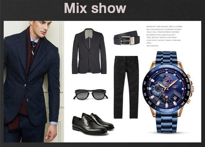 LIGE 2020 New Fashion Men's Watches with Stainless Steel Top