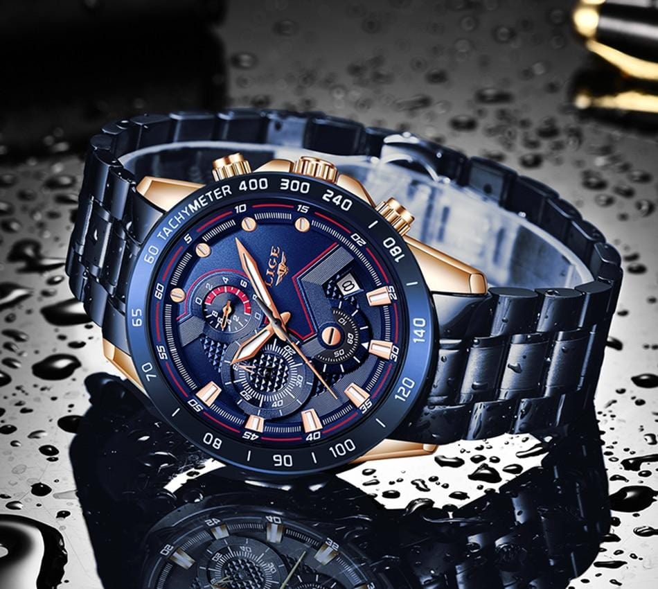 LIGE 2020 New Fashion Men's Watches with Stainless Steel Top