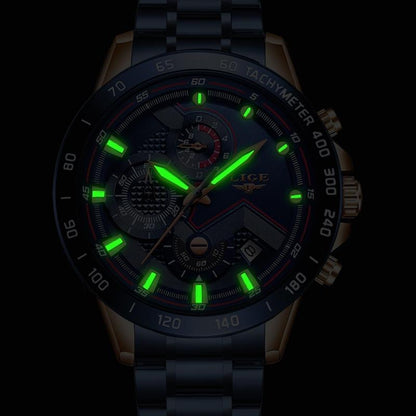 LIGE 2020 New Fashion Men's Watches with Stainless Steel Top