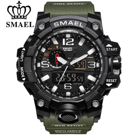 SMAEL Brand Men Sports Watches Dual Display Analog Digital