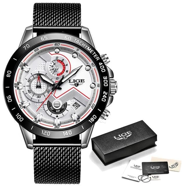 LIGE 2020 New Fashion Men's Watches with Stainless Steel Top